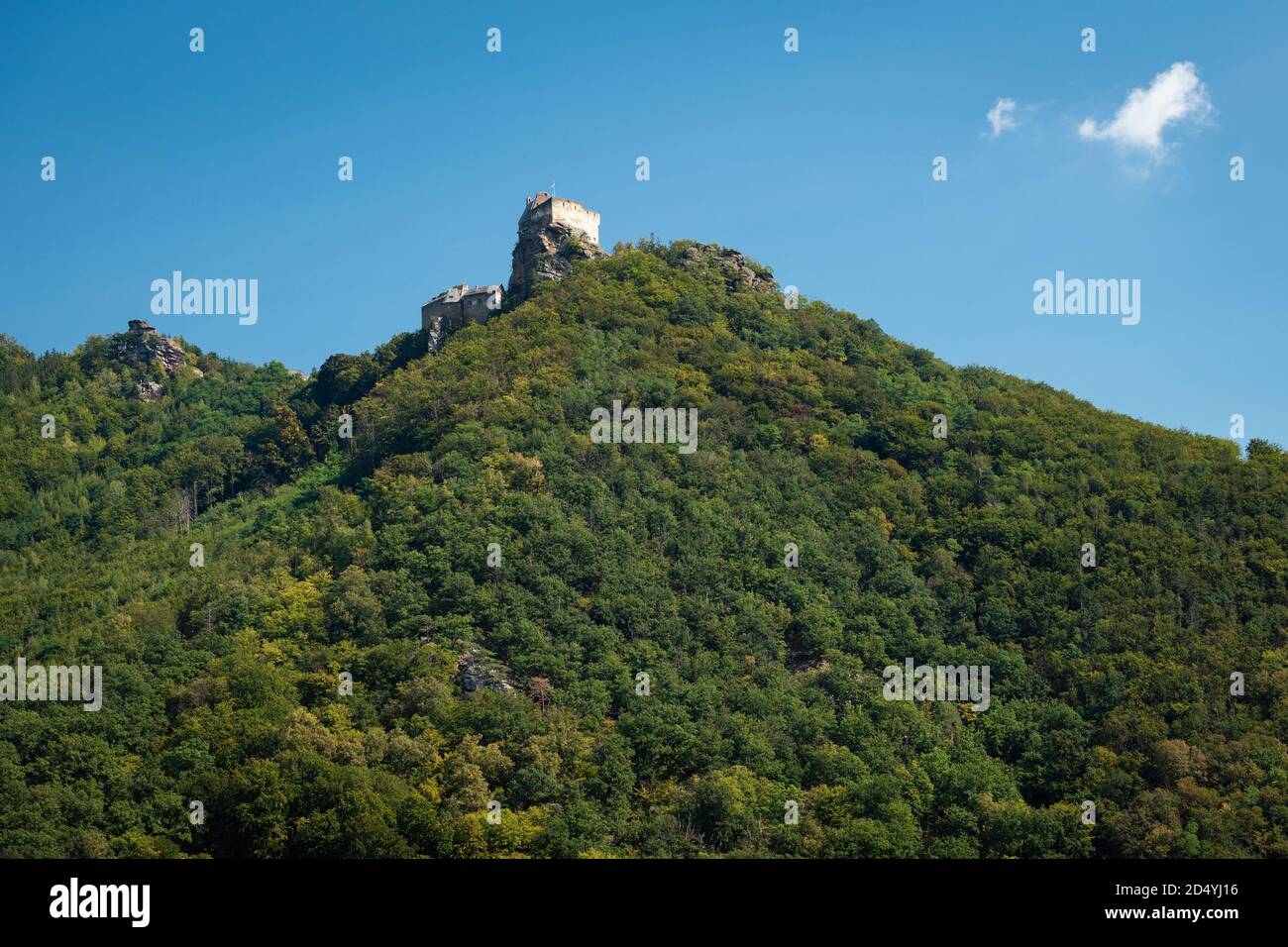 Castello di Aggstein - castello in rovina sulla riva destra del Danubio a Wachau, Austria Foto Stock