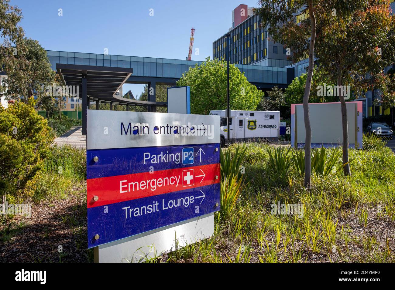 Segnaletica e segnaletica per l'ospedale e l'ospedale Royal North Shore Sydney, Sydney, NSW, Australia Foto Stock