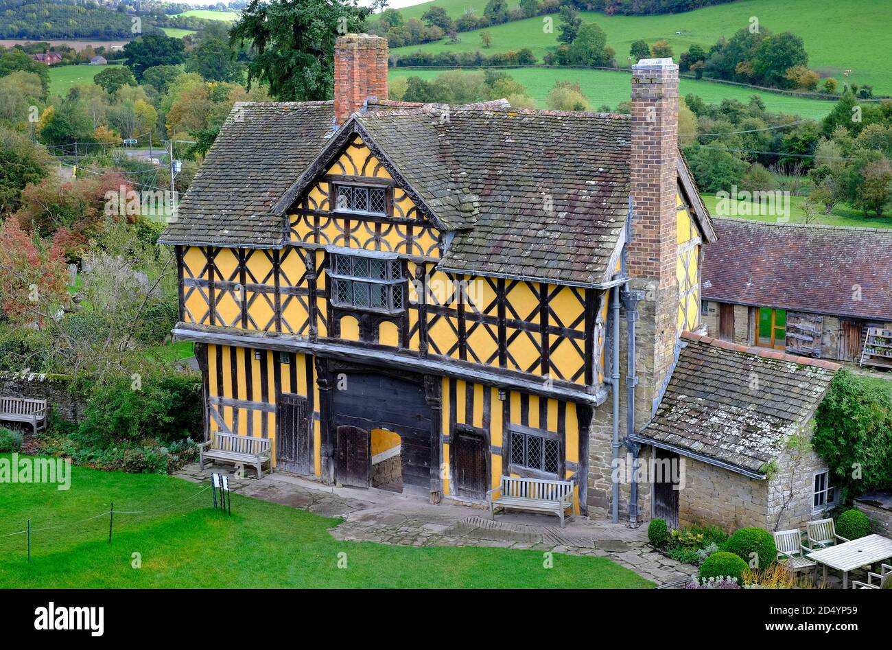 stokesay castello, craven armi, shropshire, inghilterra Foto Stock