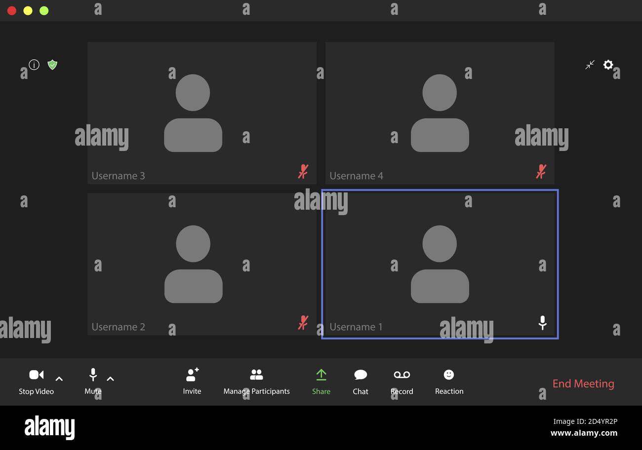 Interfaccia utente per videoconferenza, sovrapposizione finestra chiamate in videoconferenza Illustrazione Vettoriale