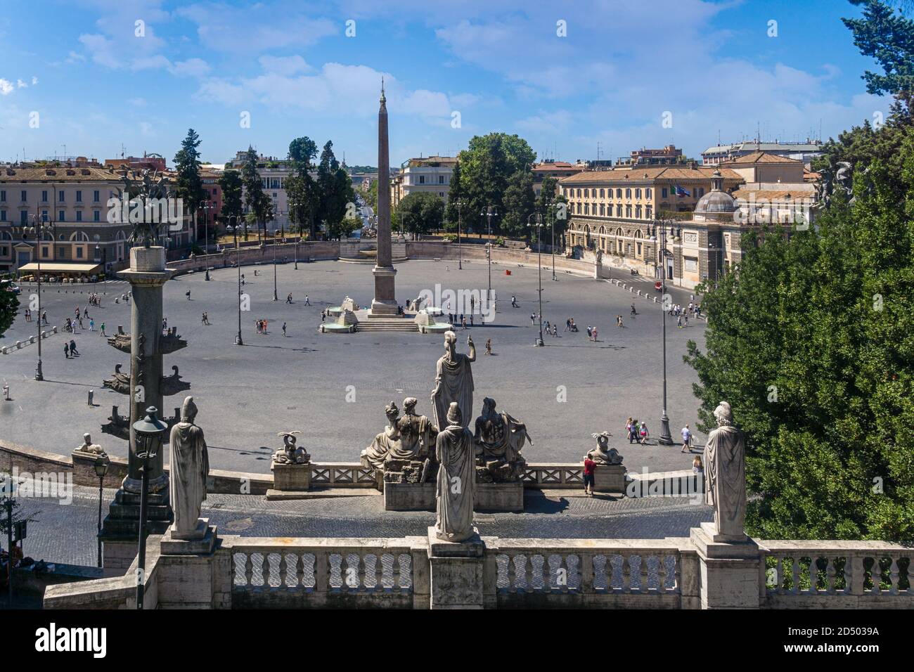 Vista di Piazza del Popolo dalla Terrazza del Pincio a Roma Foto Stock