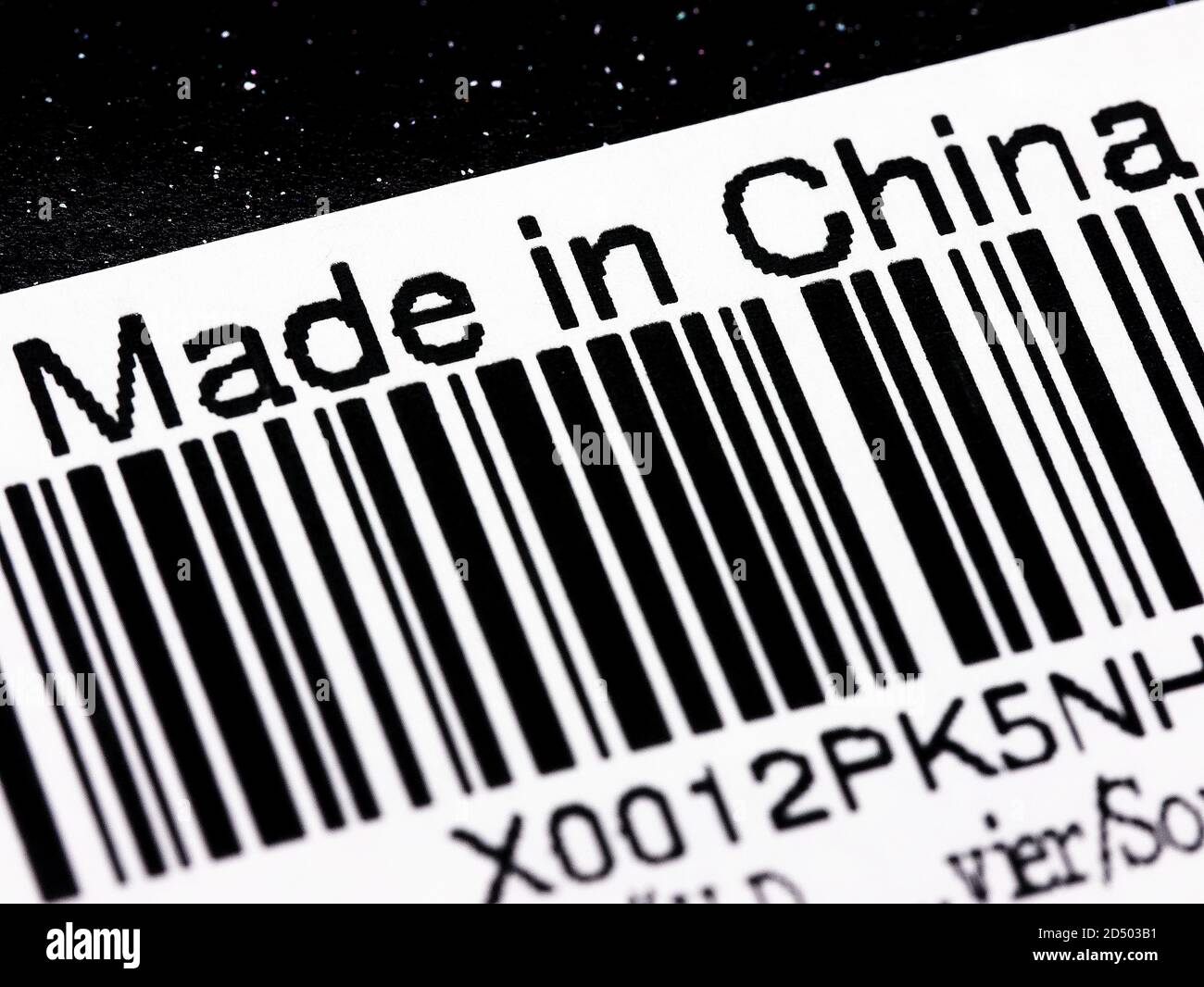 Codice a barre prodotto in Cina Closeup Foto Stock