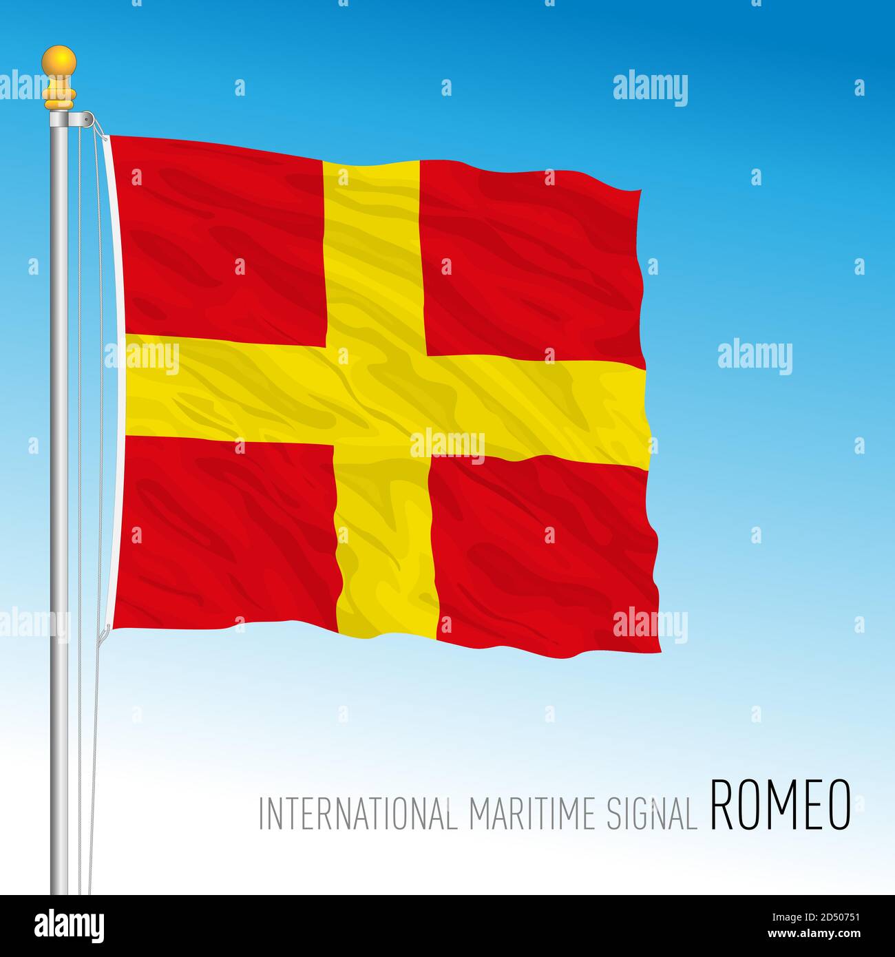 Bandiera Romeo, segnale marittimo internazionale, lettera R, illustrazione vettoriale Illustrazione Vettoriale