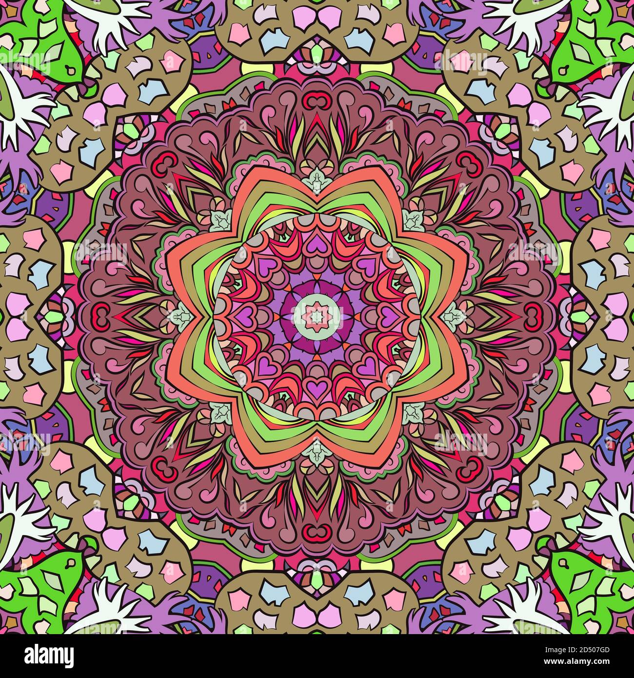 Design mehndi per piastrelle tracheate senza cuciture Illustrazione Vettoriale