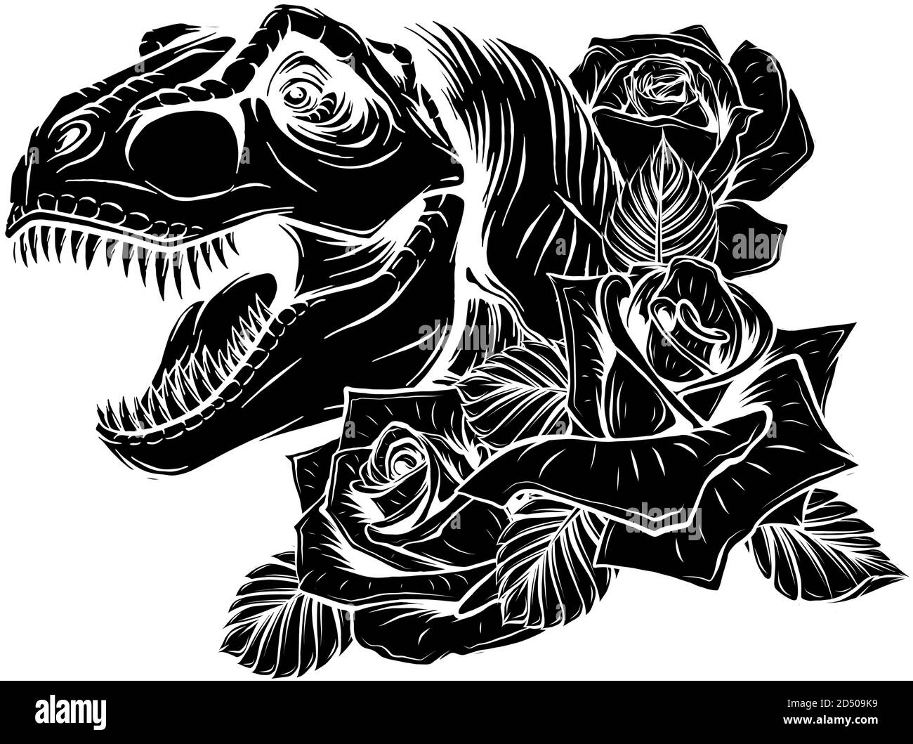 dinosauro tirannosauro testa rex nero silhouette art disegno vettoriale illustrazione Illustrazione Vettoriale