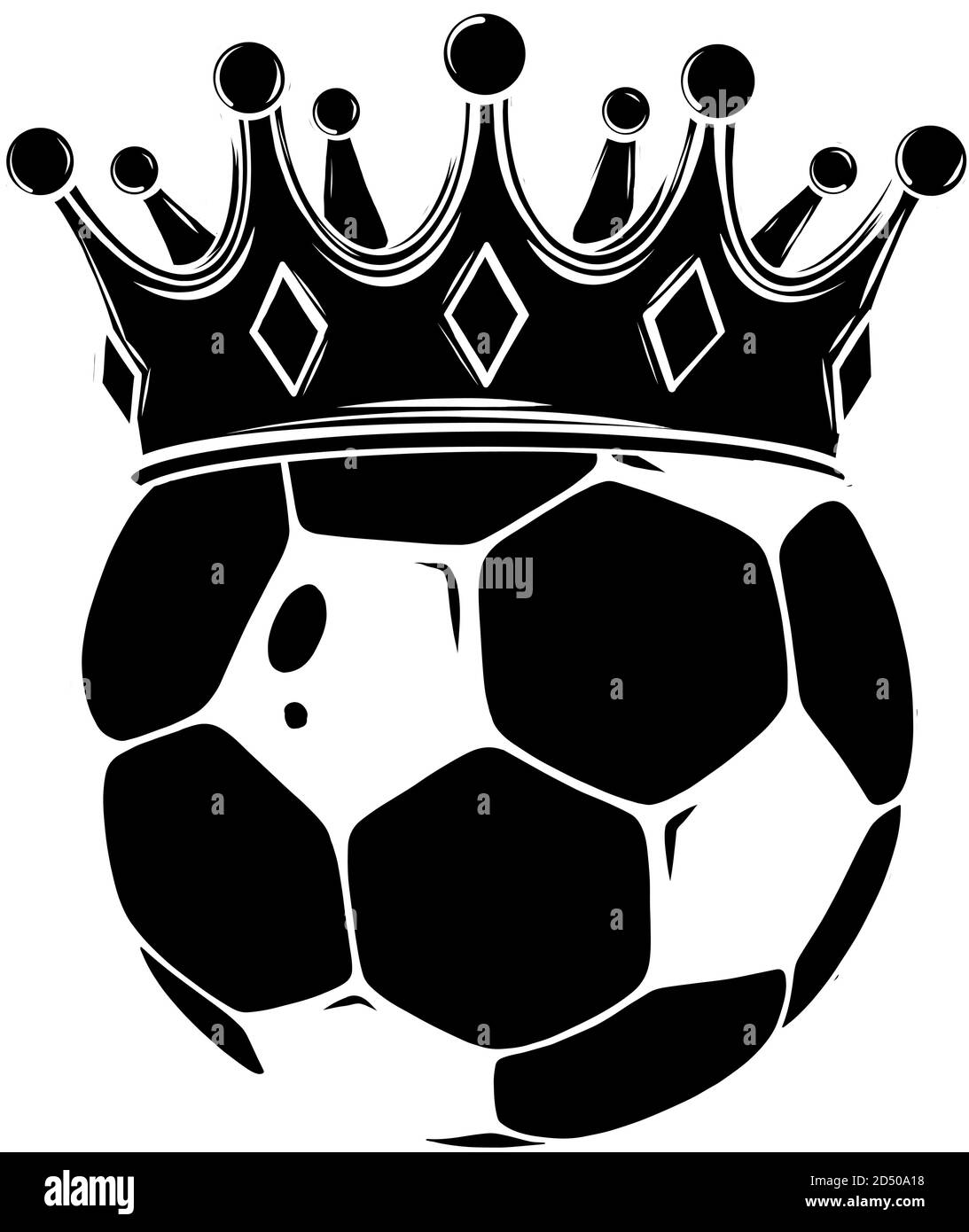 Logo della palla da calcio in corona d'oro, illustrazione vettoriale Illustrazione Vettoriale