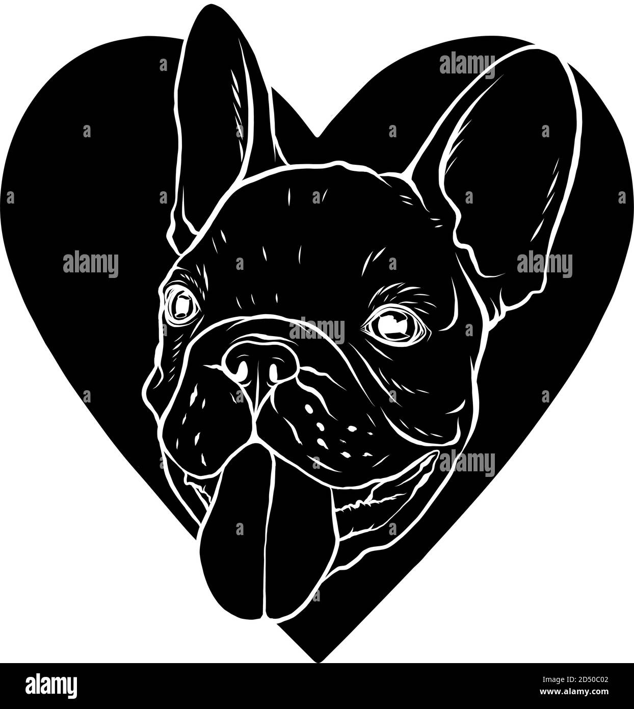 Illustrazione vettoriale di una testa nera del pug. Ritratto di un cane. Illustrazione Vettoriale