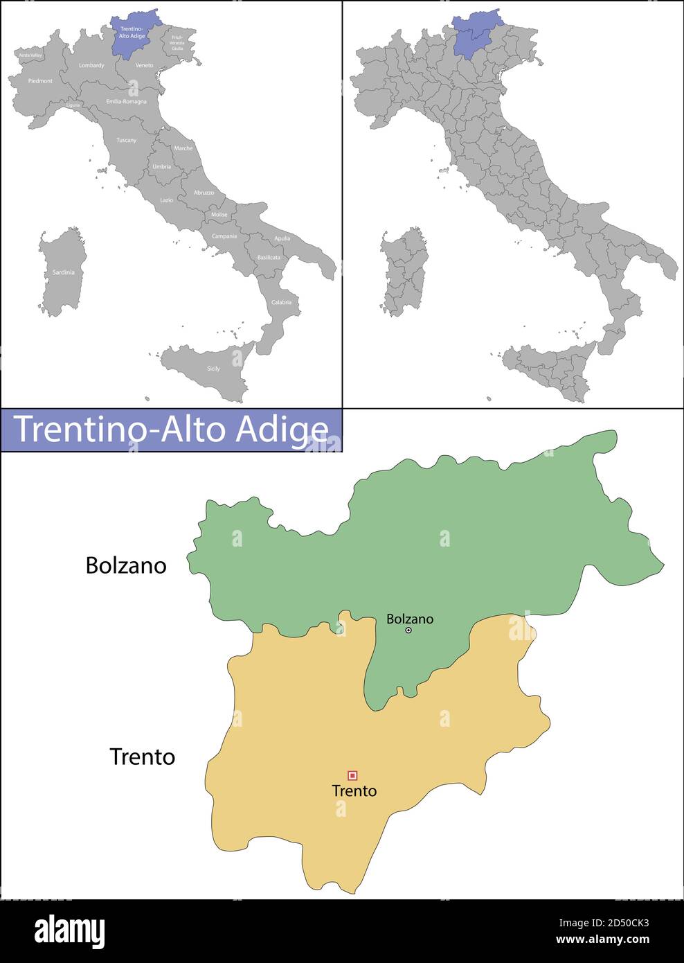 Il Trentino-Alto Adige è una regione dell'Italia settentrionale Illustrazione Vettoriale
