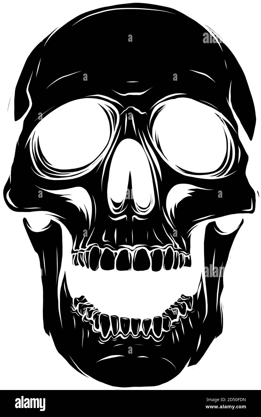 Silhouette nera illustrazione di un vettore cranio umano Illustrazione Vettoriale
