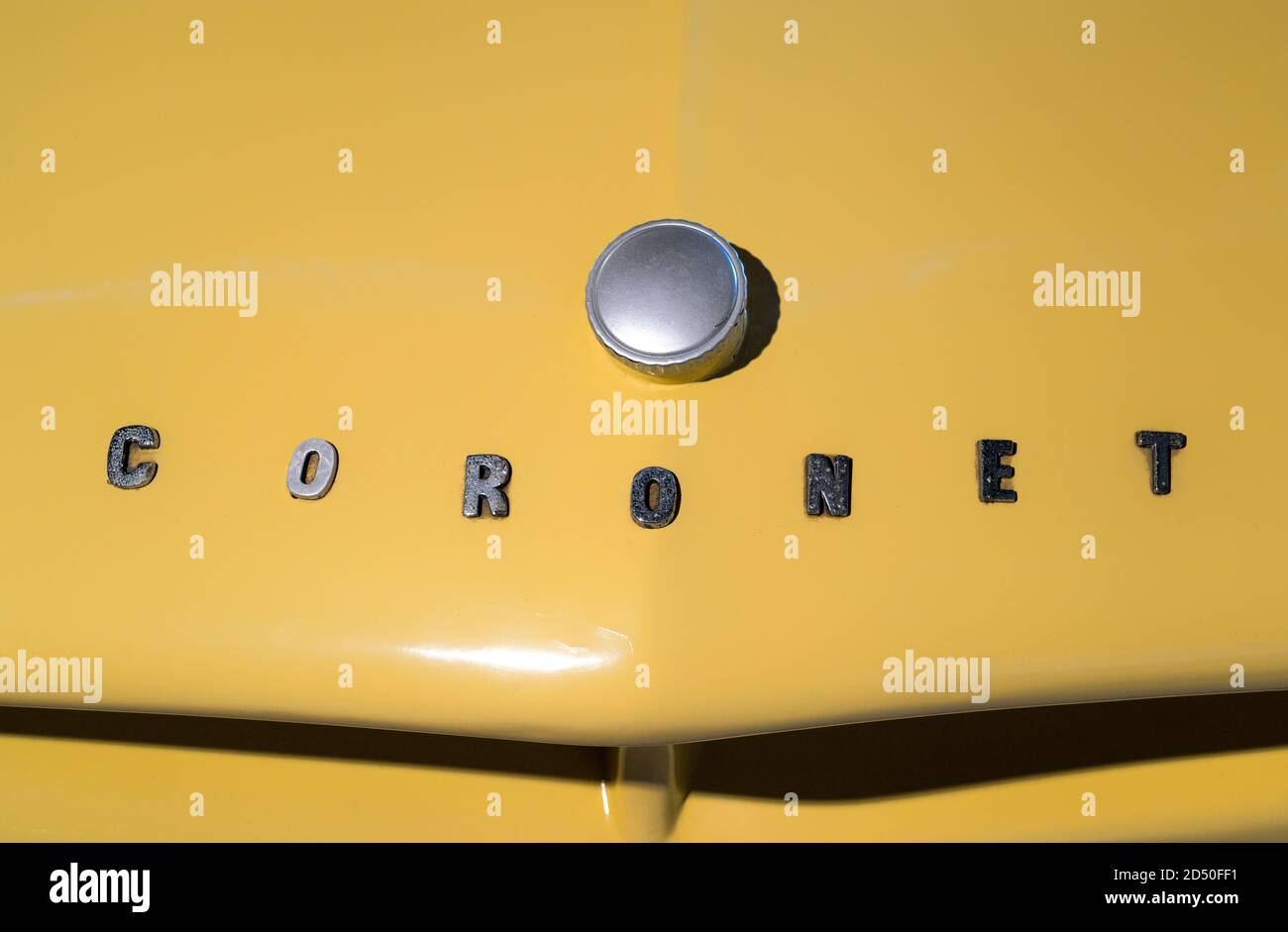 Logotipo della Coronet PowerDrive, Coronet Cars Ltd., 1958, UK, PS.SPEICHER Museum, Einbeck, bassa Sassonia, Germania, Europa Foto Stock