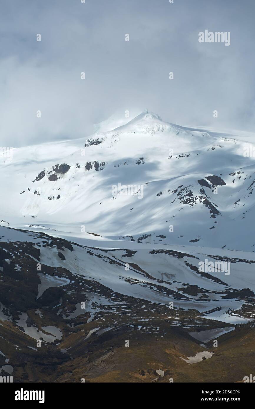 Vulcano tappo di ghiaccio Eyjafjallajokull in Islanda Foto Stock