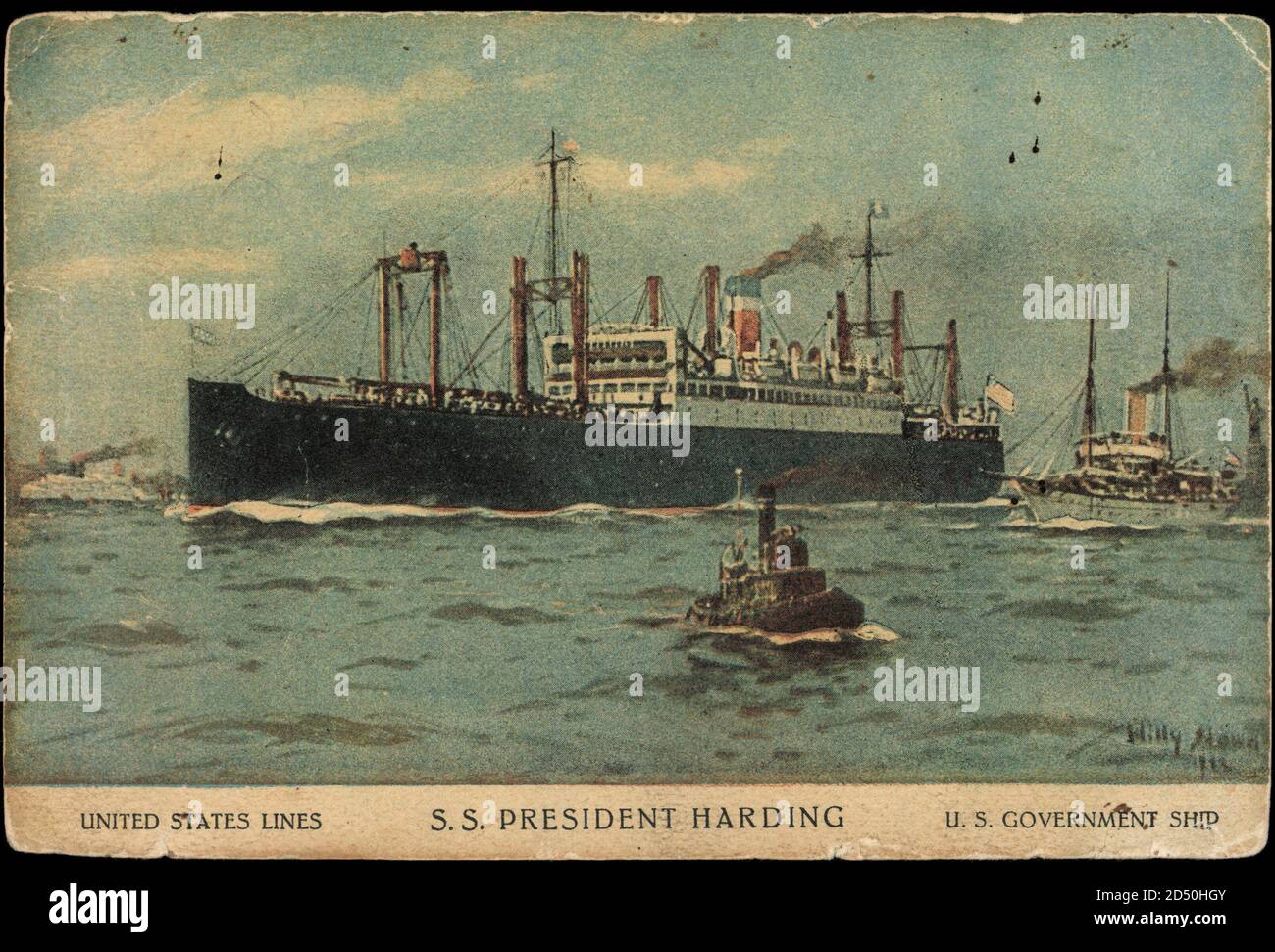 Stöwer, W., S.S. Presidente Harding,US Lines | utilizzo in tutto il mondo Foto Stock