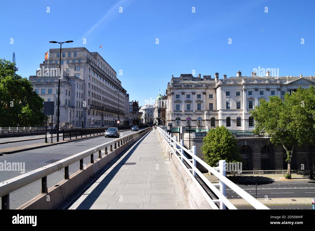 Empty Waterloo Bridge durante la chiusura del 2020, Londra, Regno Unito. Foto Stock