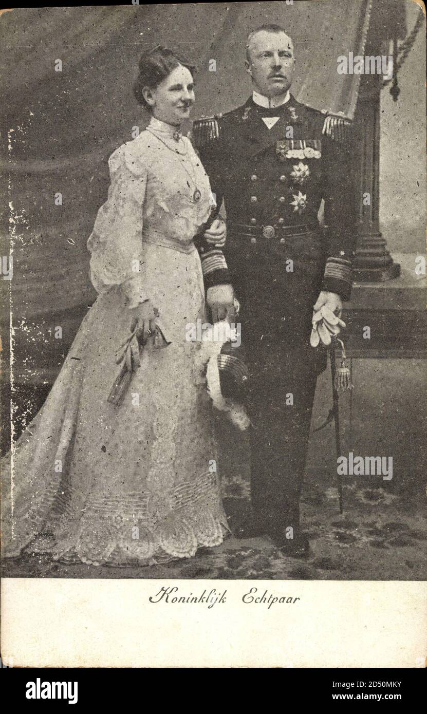 Königin Wilhelmina mit Ehemann Prinz Hendrik der Niederlande | usage in tutto il mondo Foto Stock