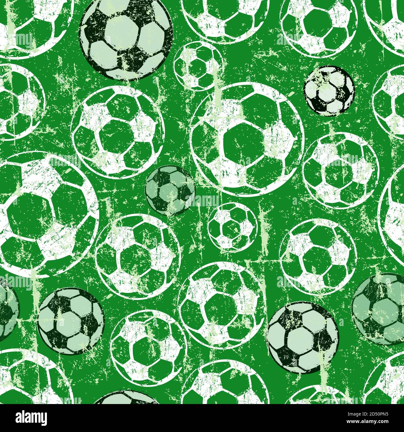 Calcio o calcio senza cuciture backgrond, grunge stile palline di calcio modello senza cuciture Illustrazione Vettoriale