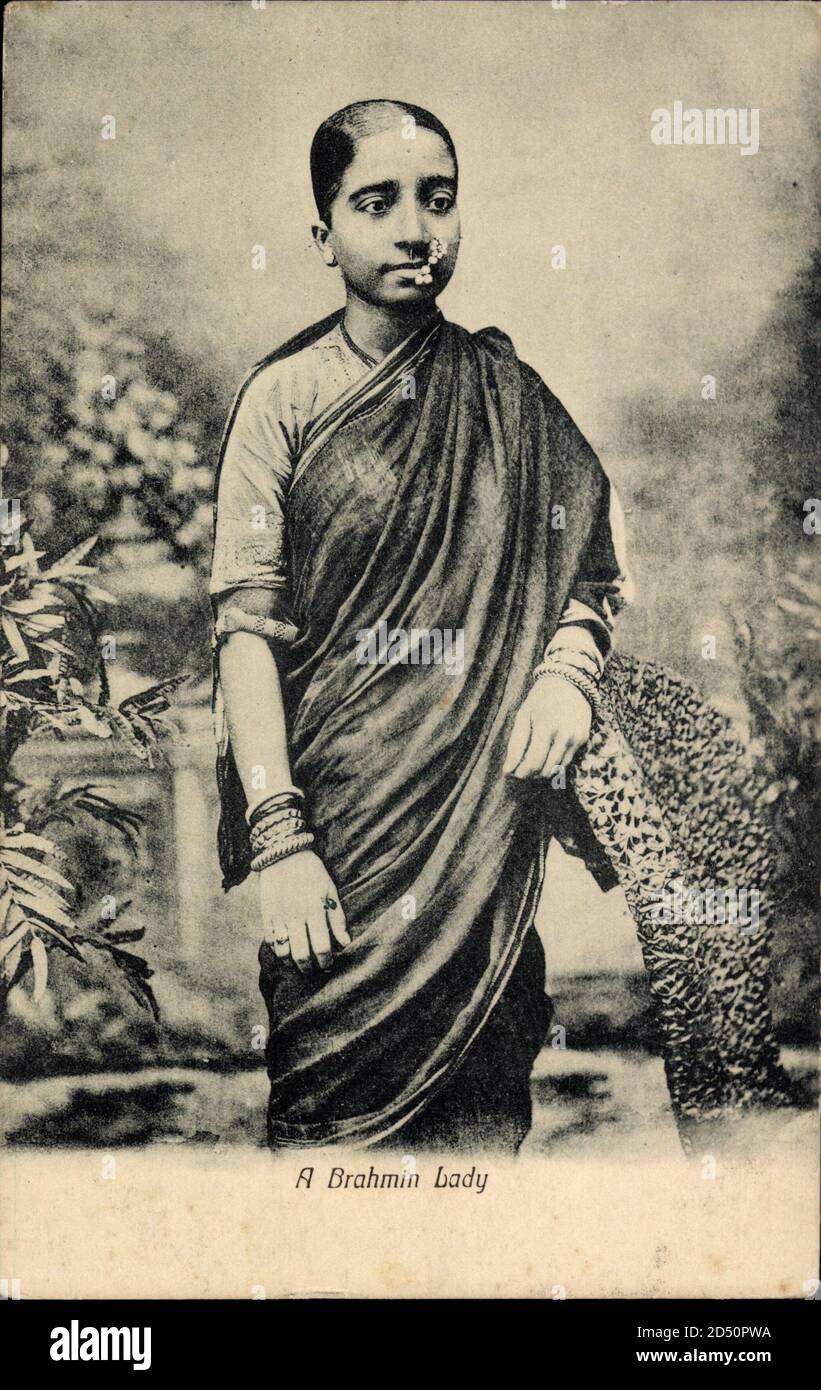 Indien, A Brahmin Lady, Inderin, Gesichtsschmuck, Gewand | utilizzo in tutto il mondo Foto Stock