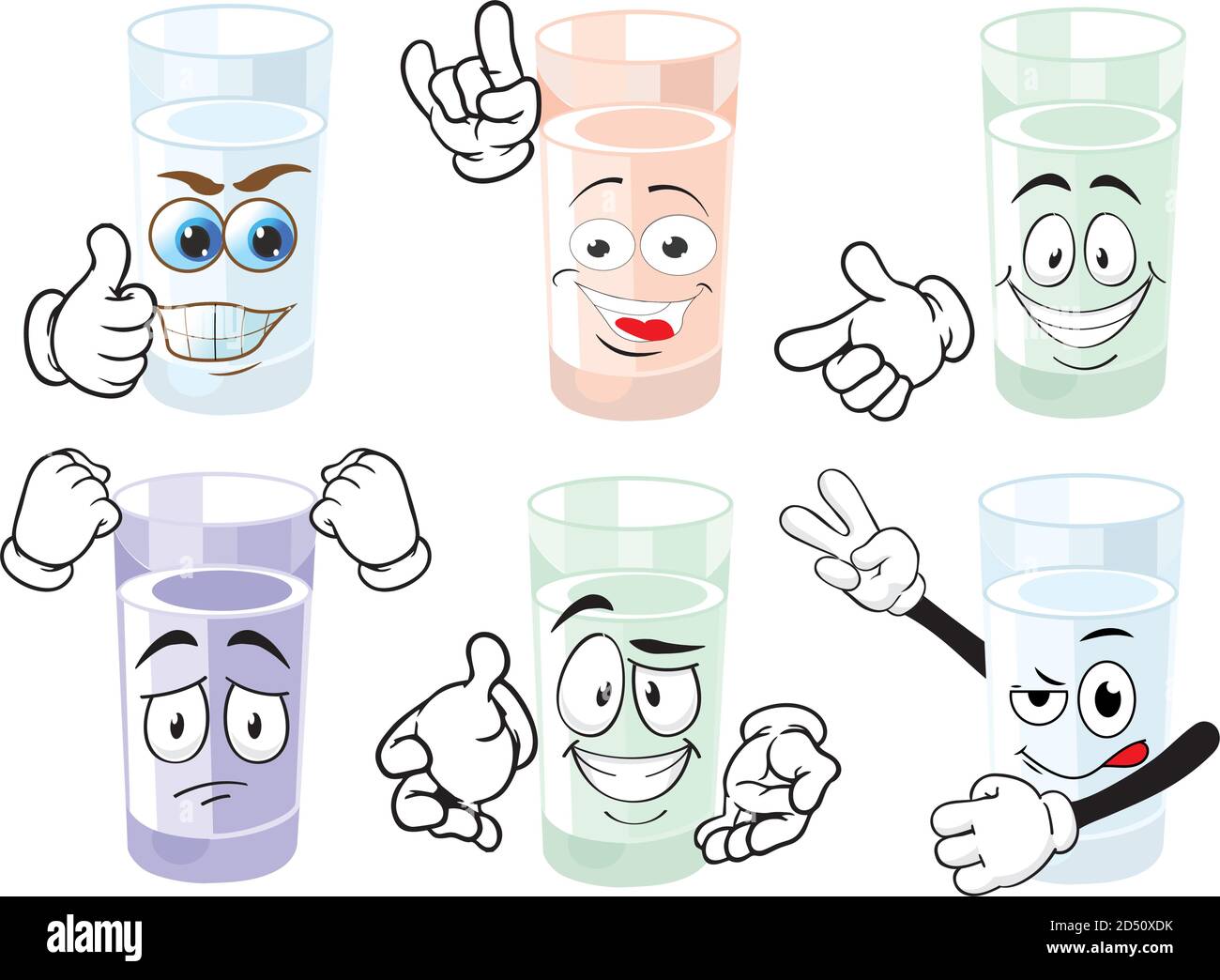 Bicchiere d'acqua di carattere cartoon. Collezione Emoticon. Cartoni  animati per bambini libro da colorare, pagine da colorare, stampa t-shirt,  icona, logo, etichetta, p Immagine e Vettoriale - Alamy