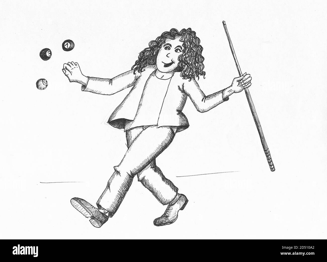 Giocatore di biliardo. Illustrazione Foto Stock