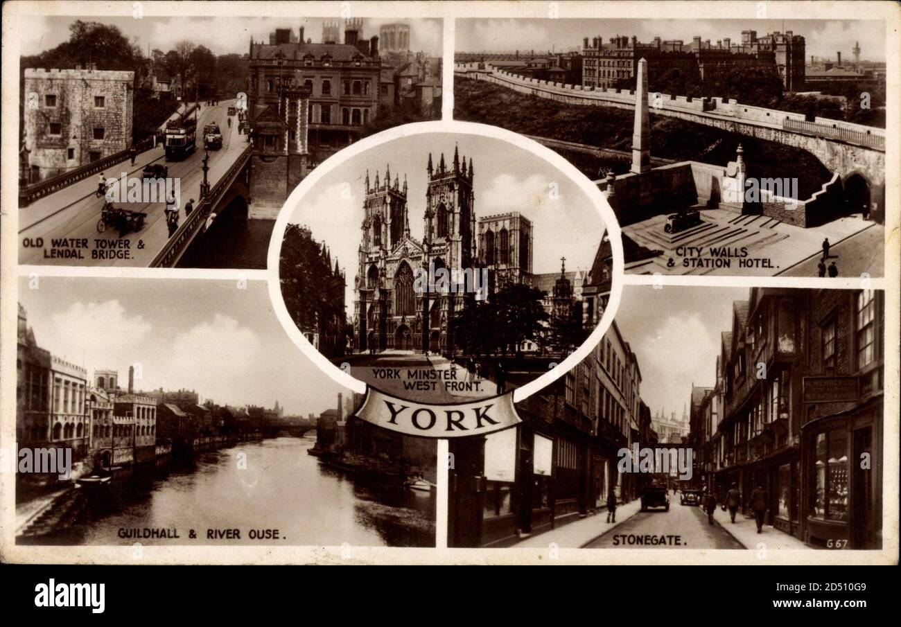 York Yorkshire e il Humber, City Walls, Station Hotel, Stonegate, Guildhall | utilizzo in tutto il mondo Foto Stock
