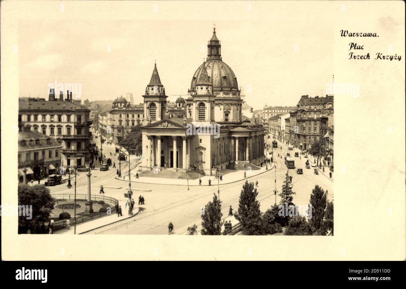 Warszawa Warschau Polen, Plac, Trzech Krzyzy, Tram | utilizzo in tutto il mondo Foto Stock