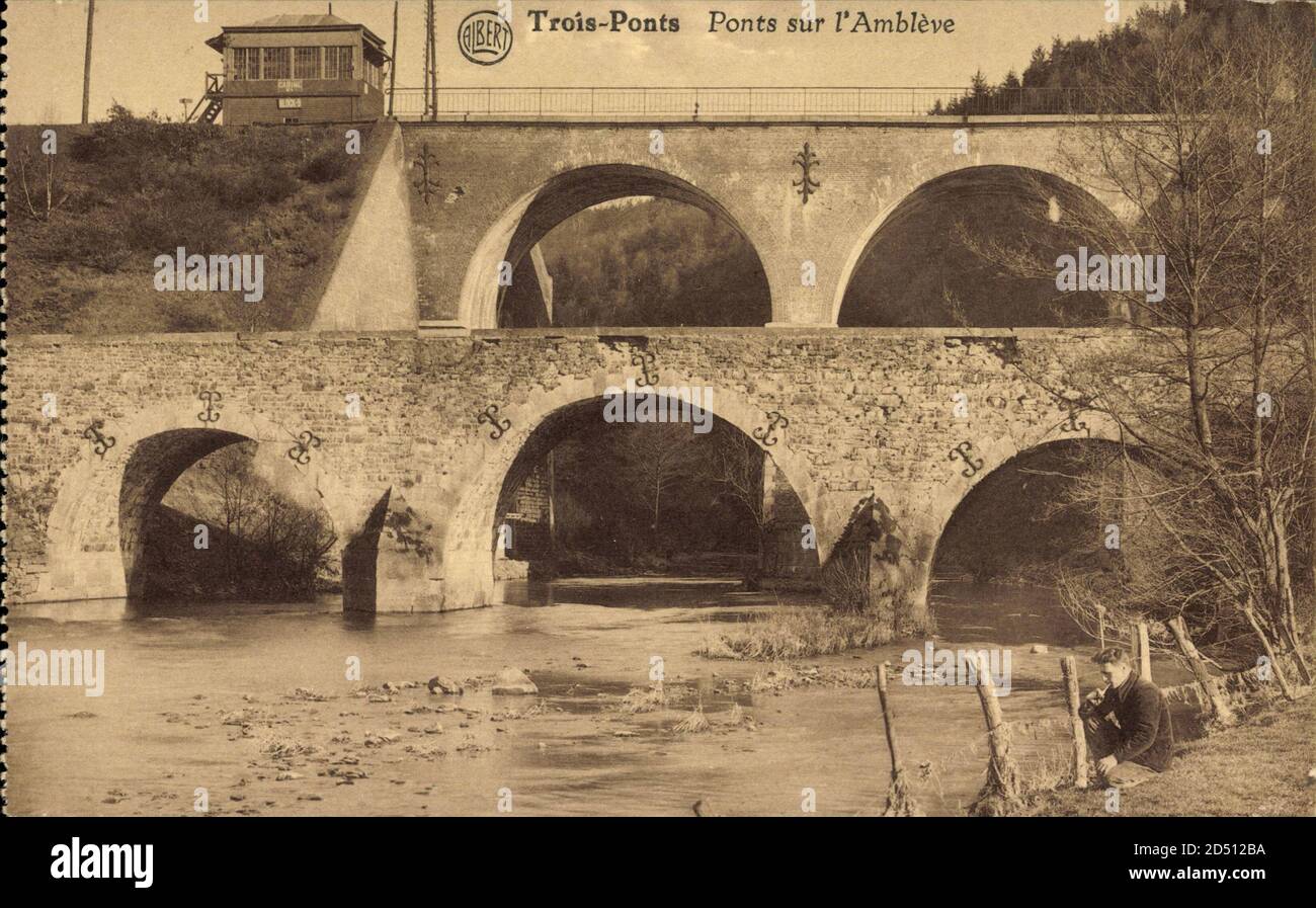 Trois Ponts Lüttich, Ponts sur l'Ambleve, Brücken | utilizzo in tutto il mondo Foto Stock