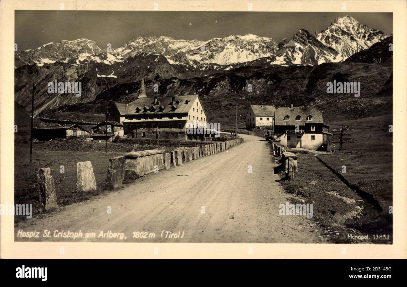 St. Christoph am Arlberg Tirol, Häuser, Straße | utilizzo in tutto il mondo Foto Stock