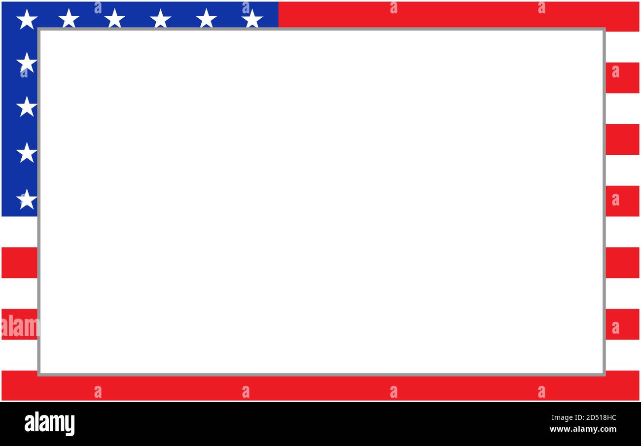 Confine della bandiera degli Stati Uniti con spazio vuoto per il testo. Illustrazione Vettoriale