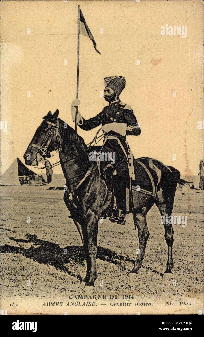 Armee Anglaise, Cavalier Indien, Campagne de 1914, Kavallerie, Soldat | utilizzo in tutto il mondo Foto Stock