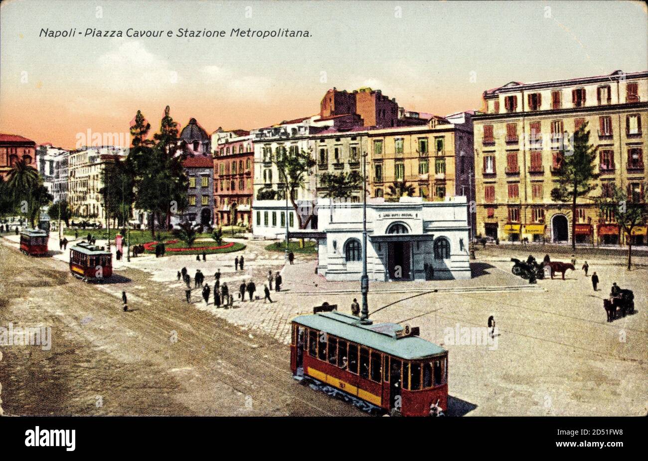 Napoli Sicilia, Piazza Cavour e Stazione Metropolitana, Tram | utilizzo in tutto il mondo Foto Stock