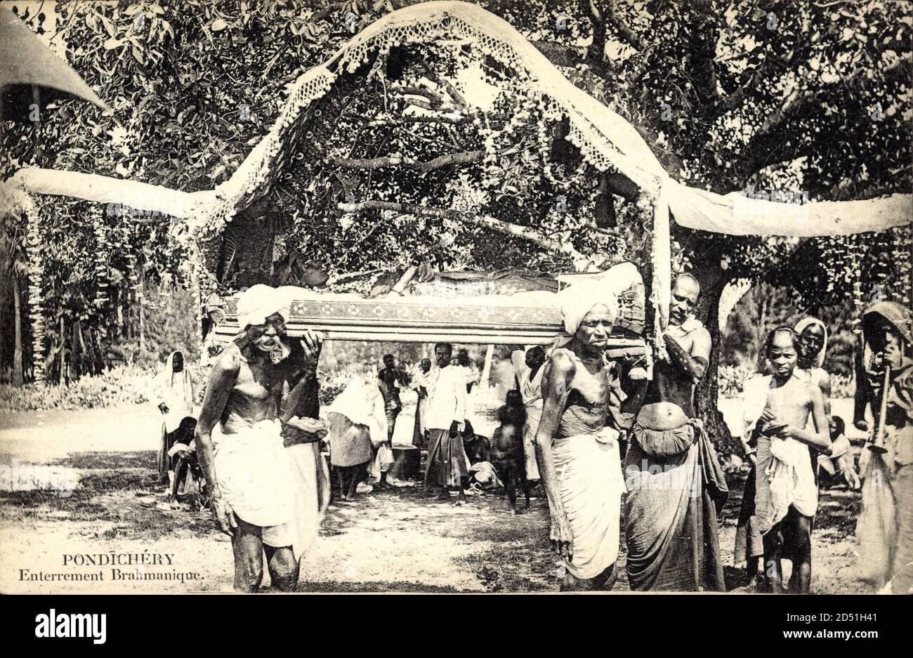 Pondichéry Indien, Entertrement brahamique, Einheimische, Begräbnis | utilizzo in tutto il mondo Foto Stock