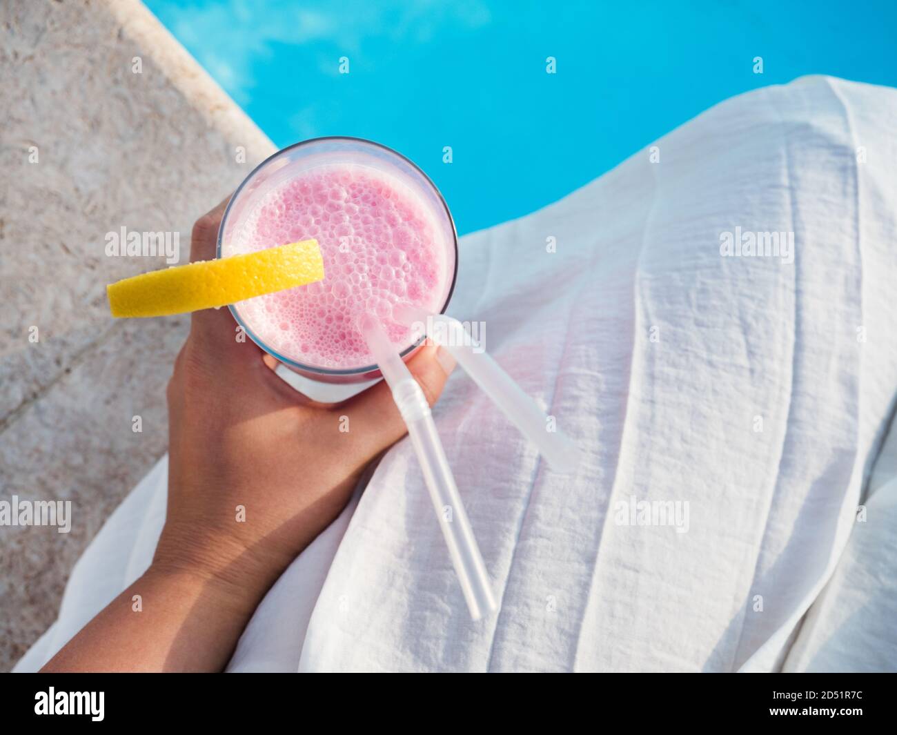 Vetro con una bella frullato. Vista dall'alto Foto Stock