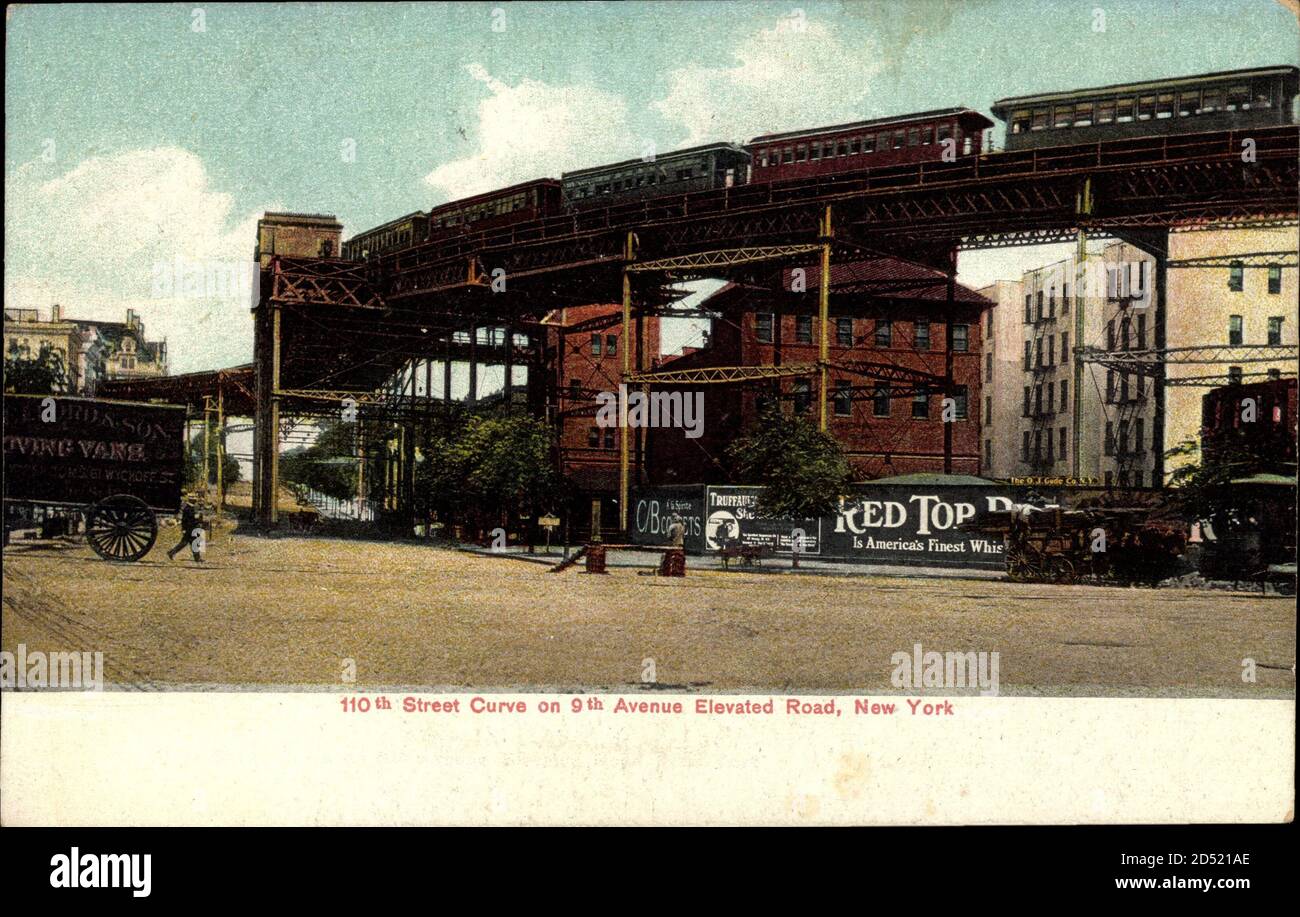 New York USA, 110th Street Curve on 9th Avenue Elevated Road | utilizzo in tutto il mondo Foto Stock