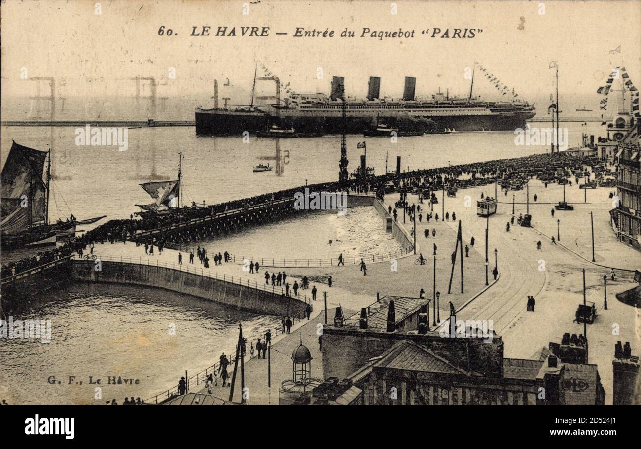 Le Havre Seine Maritime, Entrée du Paquebot Paris, CGT | utilizzo in tutto il mondo Foto Stock