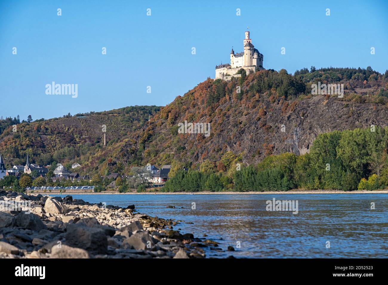 Il Marksburg vicino a Braubach am Rhein Foto Stock