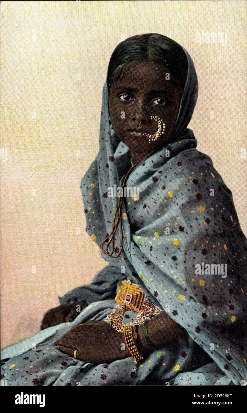 Indisches Mädchen, Indien III. Nr 4, Junge Inderin, Nasenschmuck | utilizzo in tutto il mondo Foto Stock