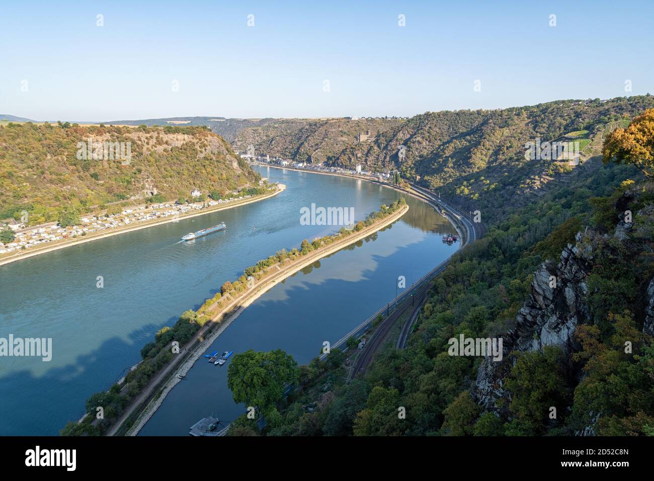 Vista sul Reno dalla roccia di Loreley Foto Stock