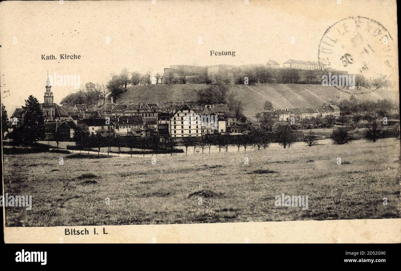 Bitsch Bitsch Lothringen Moselle, Katholische Kirche, Festung | utilizzo in tutto il mondo Foto Stock