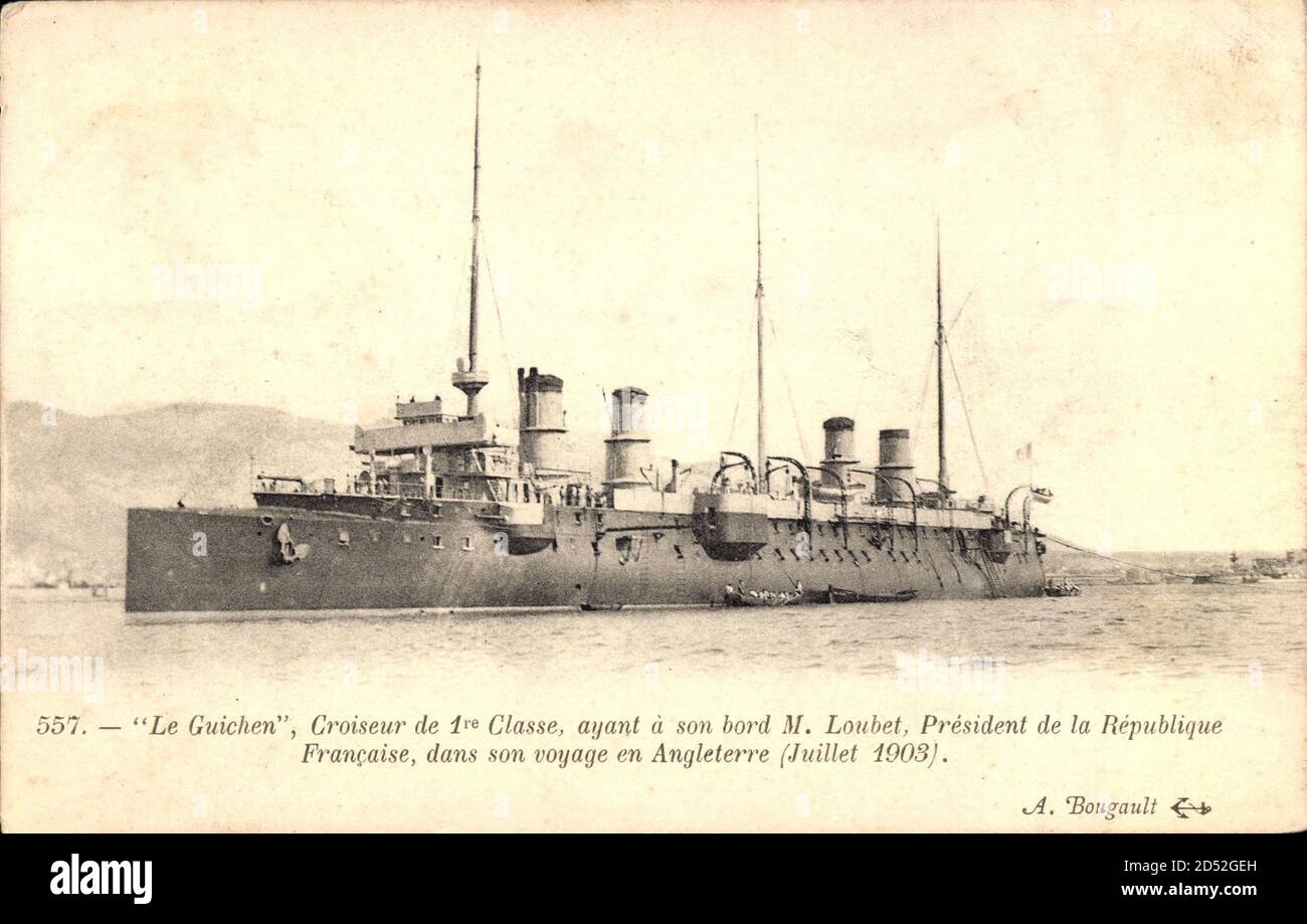 Französisches Kriegsschiff, le Guichen, Croiseur, Backbord | utilizzo in tutto il mondo Foto Stock