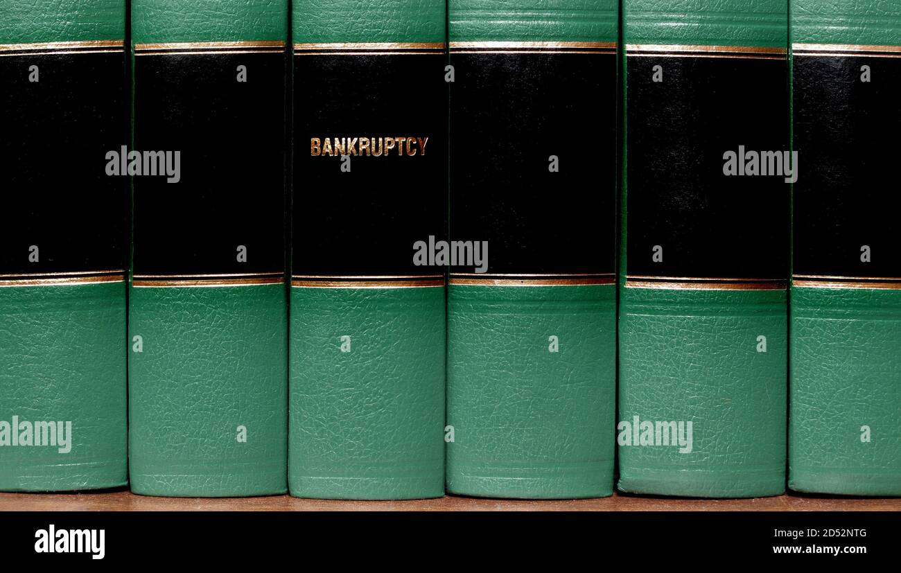 Close up di diversi volumi di libri in materia di fallimento Foto Stock