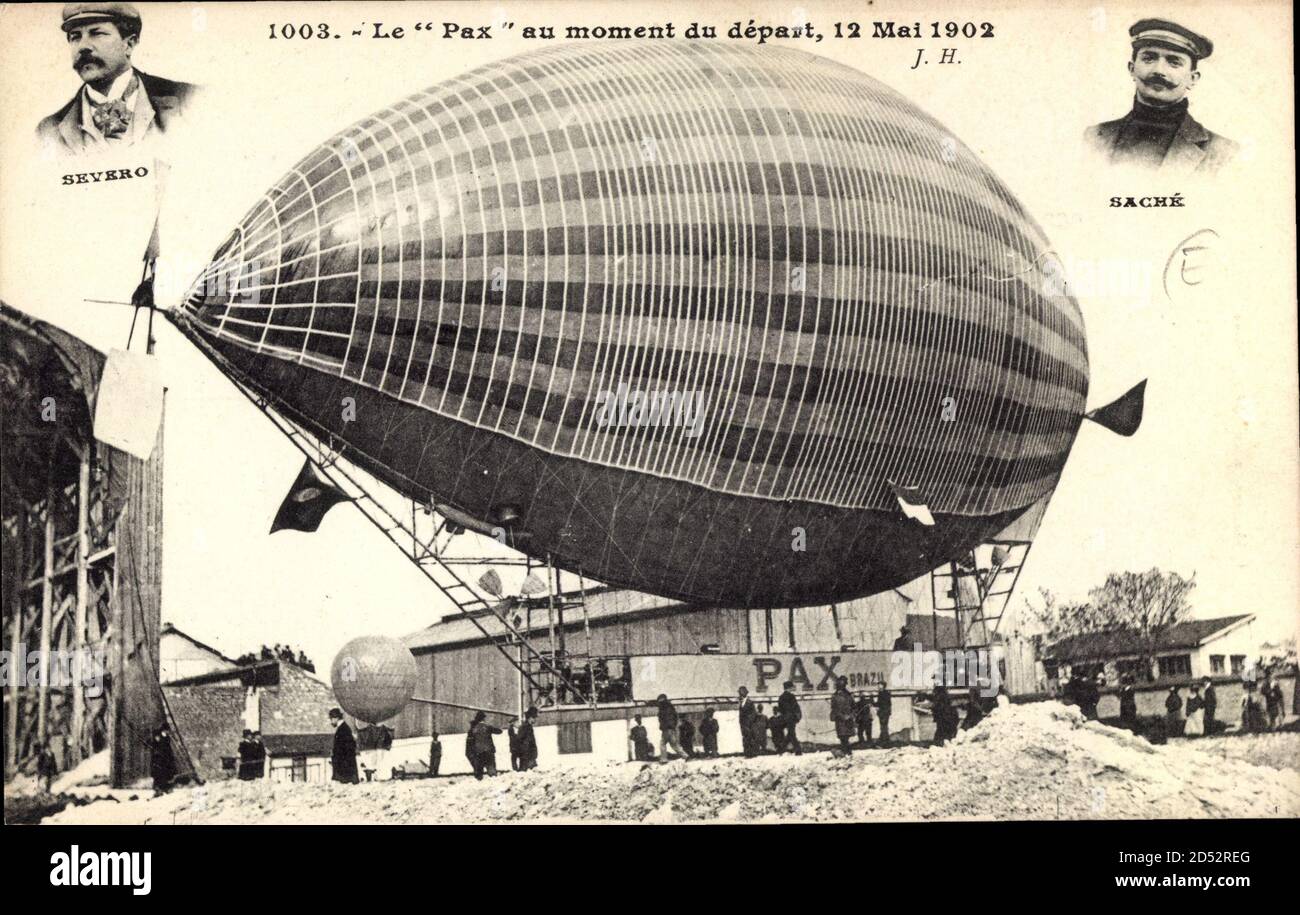 Le Pax au moment du départ, 12 mai 1902, Severo, Saché, Dirigéable | usage worldwide Foto Stock