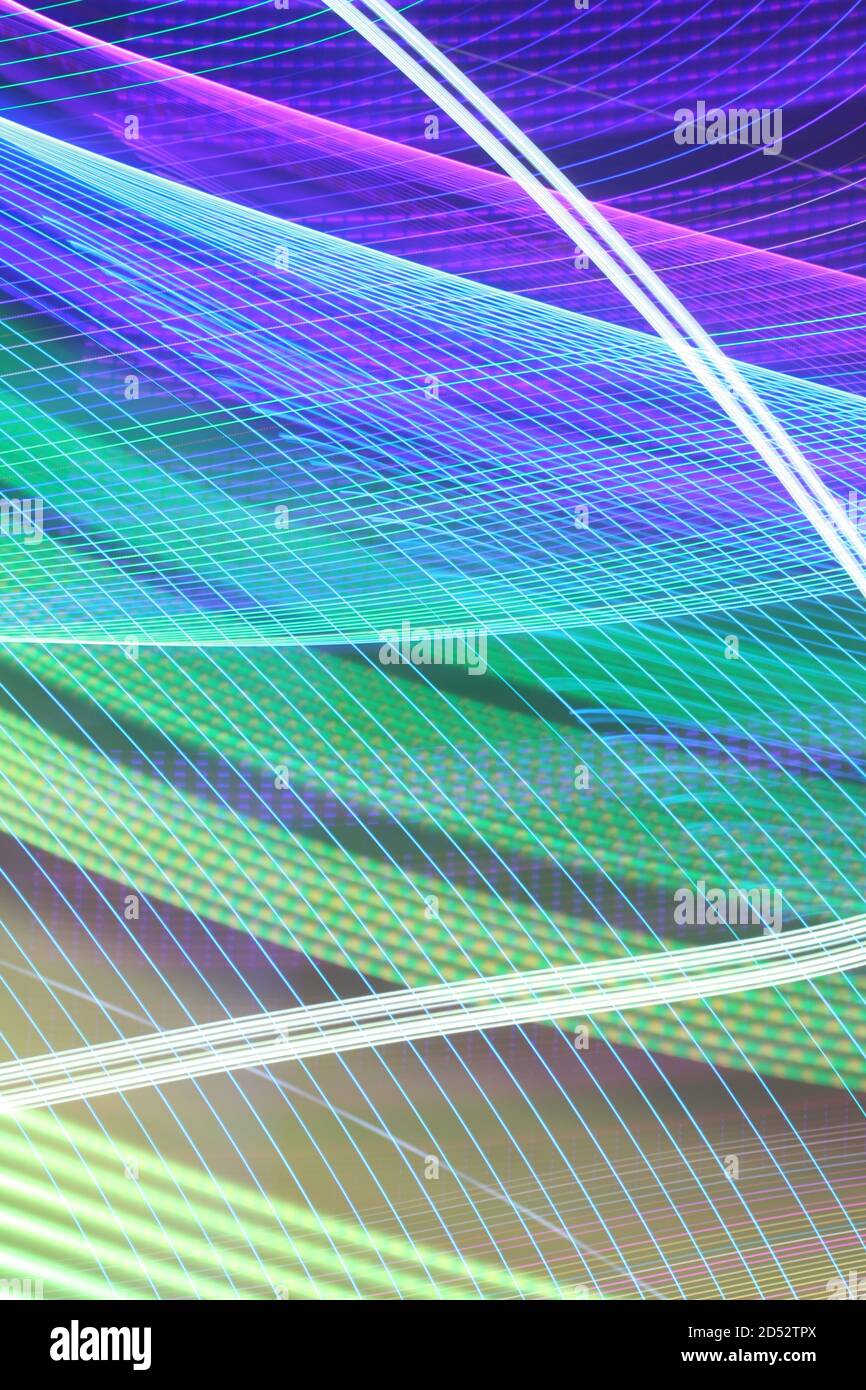 Sfondo verticale con tracce di luce ritmica astratte Foto Stock
