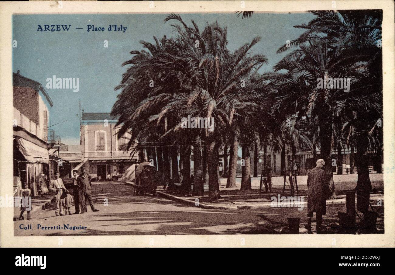 Arzew Algerien, Place d'Isly, Platz, Palmen, Anwohner | utilizzo in tutto il mondo Foto Stock