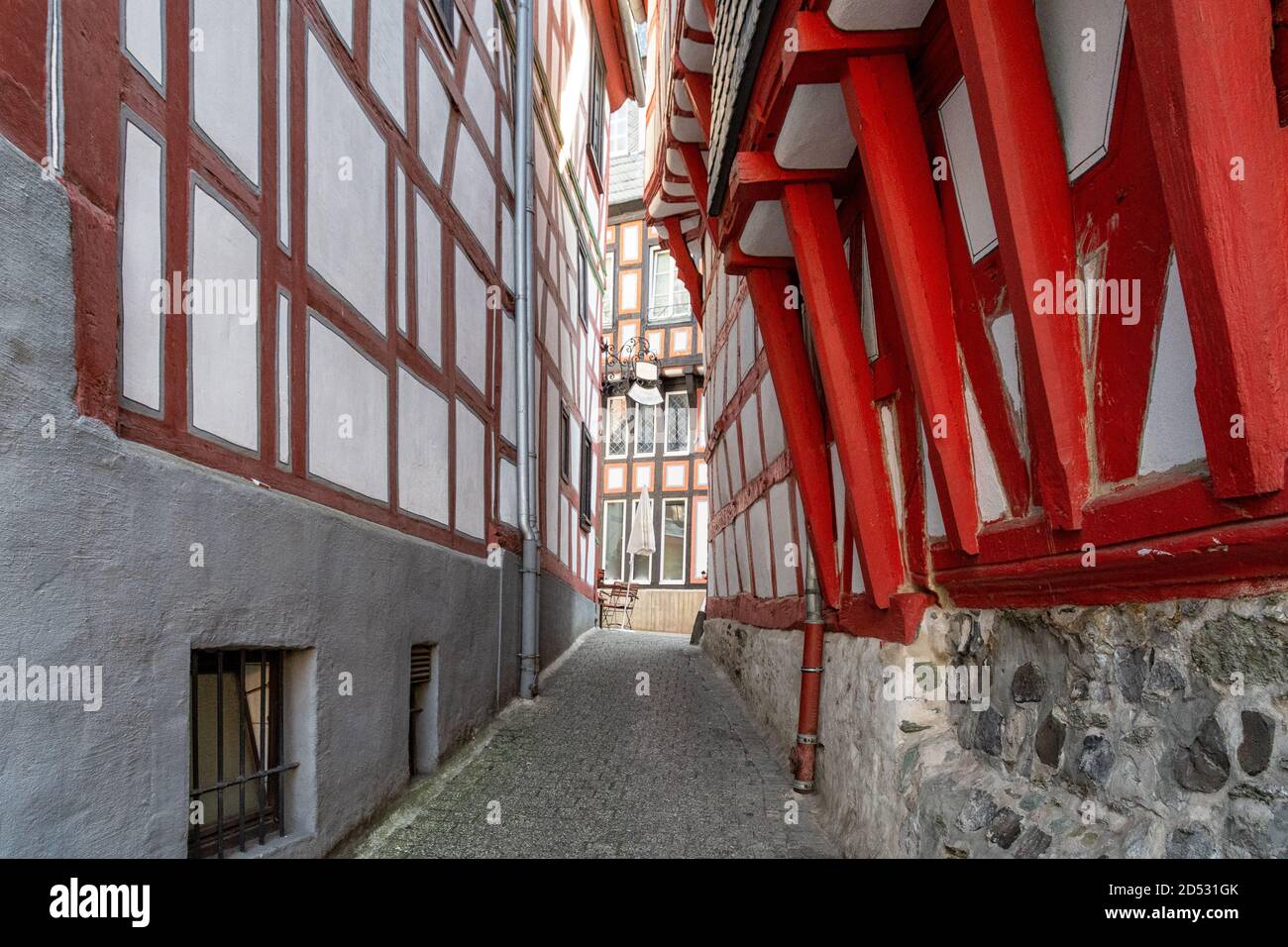 Case a graticcio nel centro storico di Limburg an der Lahn Foto Stock