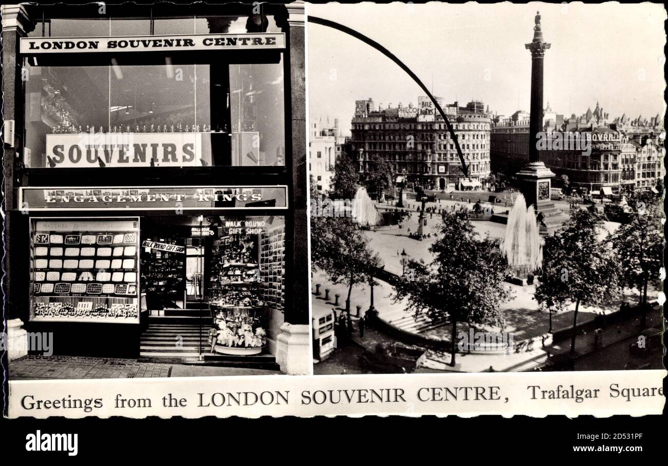 London City, Trafalgar Square, souvenir Center, Foutains | utilizzo in tutto il mondo Foto Stock