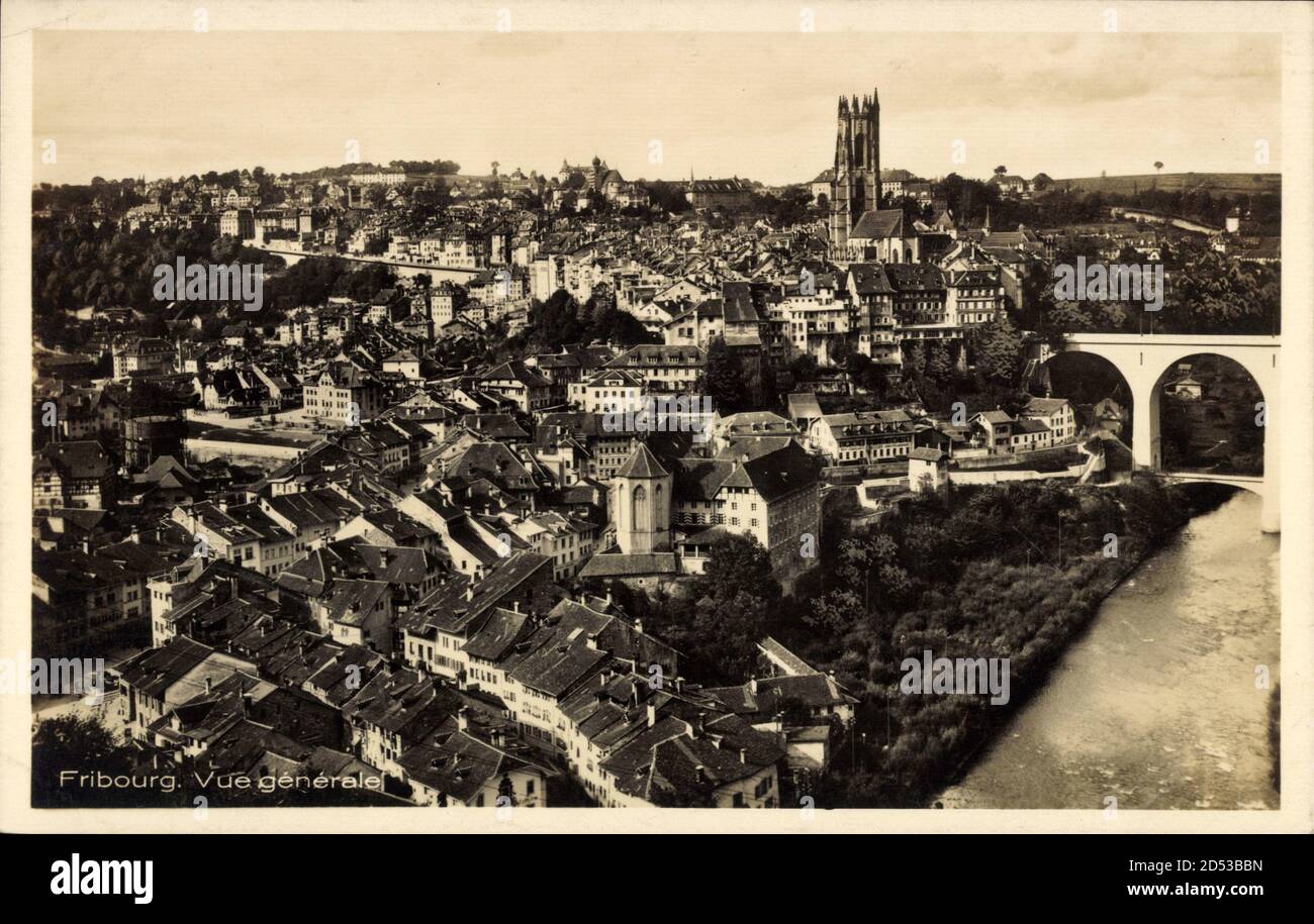 Fribourg Freiburg Stadt Schweiz, vue générale de la ville | utilizzo in tutto il mondo Foto Stock