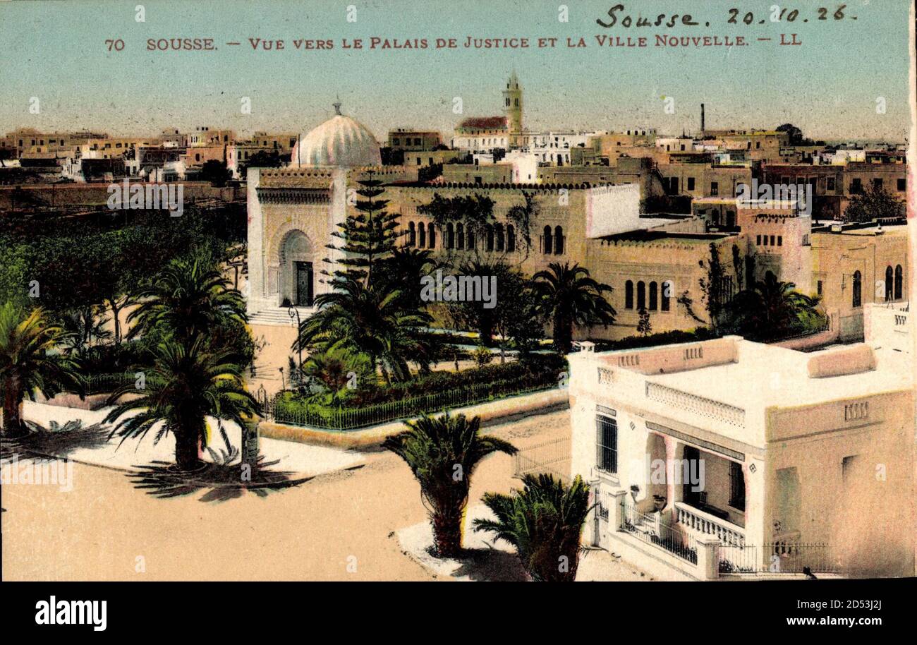 Sousse Tunesien, Vue vers le Palais de Justice, Ville Nouvelle | utilizzo in tutto il mondo Foto Stock