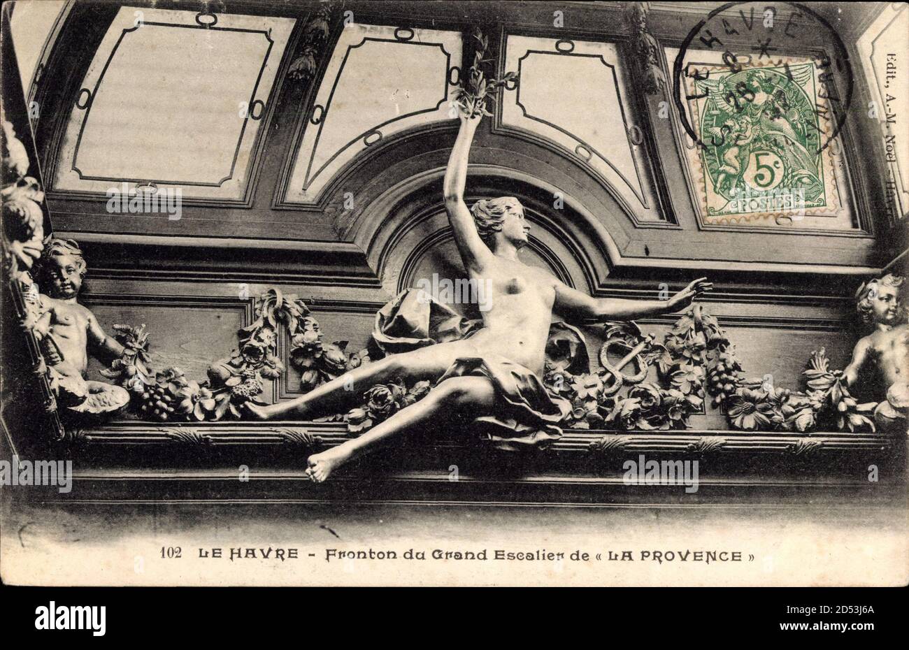 Le Havre, Paquebot la Provence, CGT French Line, Fronton du Grand Escalier | utilizzo in tutto il mondo Foto Stock