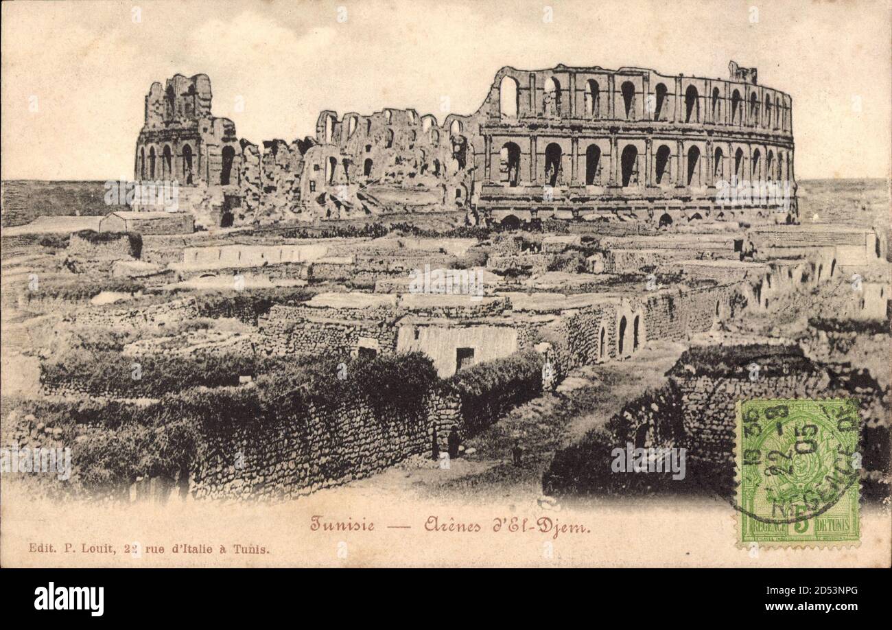 El Djem Tunesien, Anfiteatro, Blick auf das Amphitheatre, Ruinen | utilizzo in tutto il mondo Foto Stock