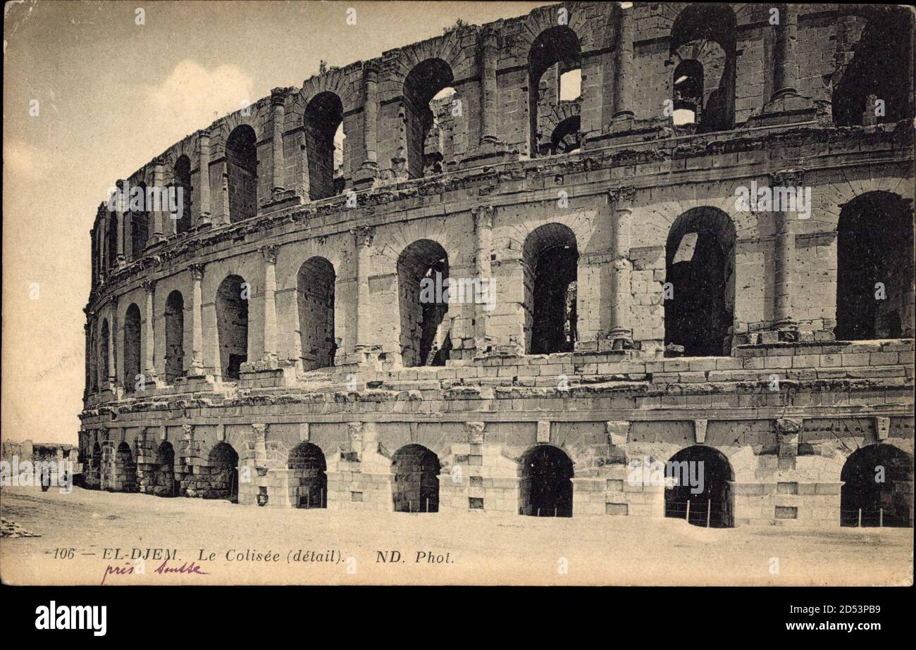 El Djem Tunesien, le Colisee, Detail, Blick auf das Amphitheatre, Ruine | usage worldwide Foto Stock