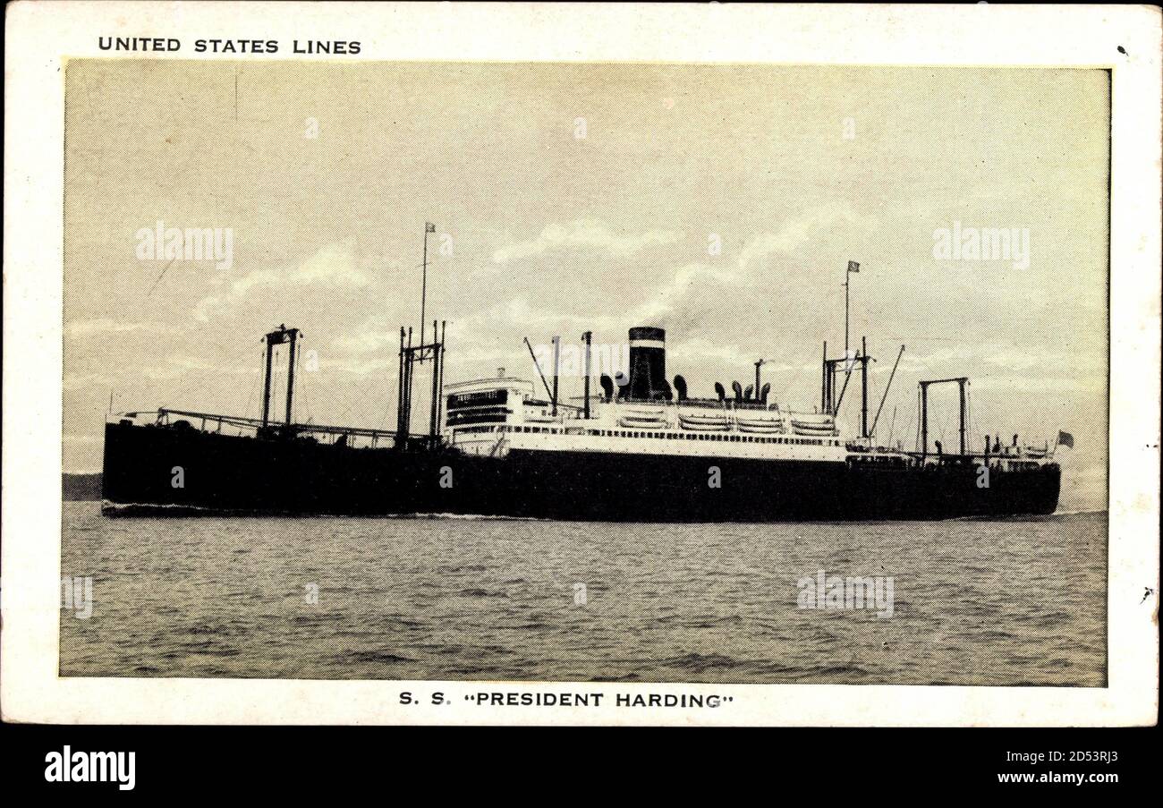 Steamer SS Presidente Harding, United States Lines, USL | utilizzo in tutto il mondo Foto Stock